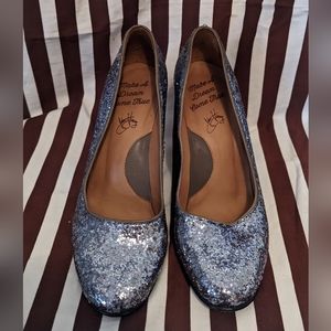Fluevog Pumps/Silver Glitter /sz 6